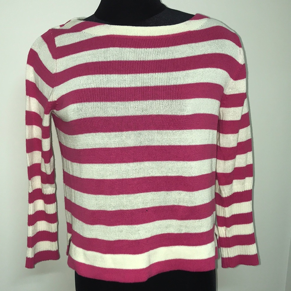 *2 DAY SALE* Juicy Couture Pink Ivory Stripe Sweater Medium New with tag
